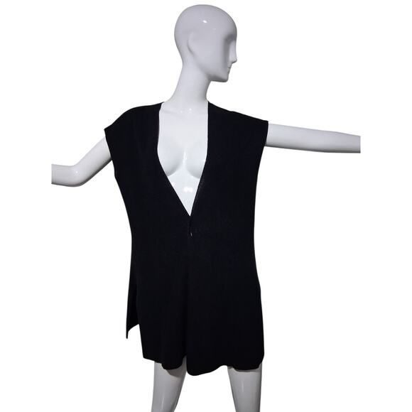 Eileen Fisher Blk Organic Linen & Cotton Womens size Petite Medium Open Cardigan - Picture 5 of 10